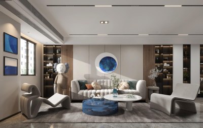 现代客厅3D模型下载